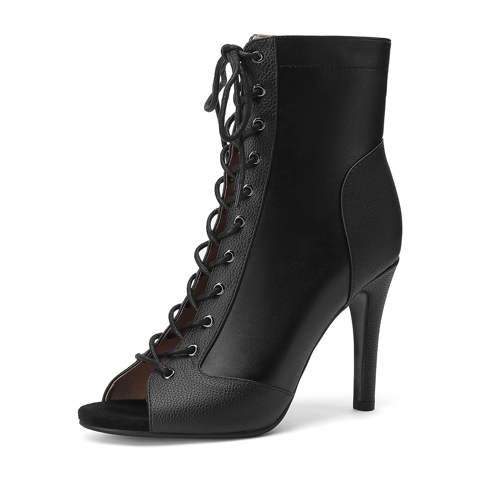 Lace up Open Toe Ankle Boots