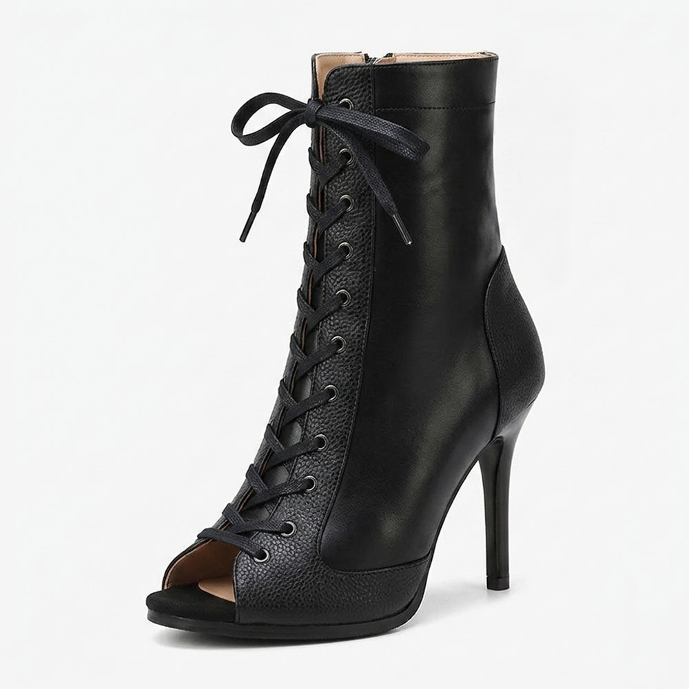 Flora | Lace up Open Toe Ankle Boots