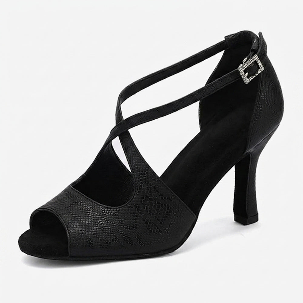 Zovena | Open Toe Cross Strap Dance Shoes