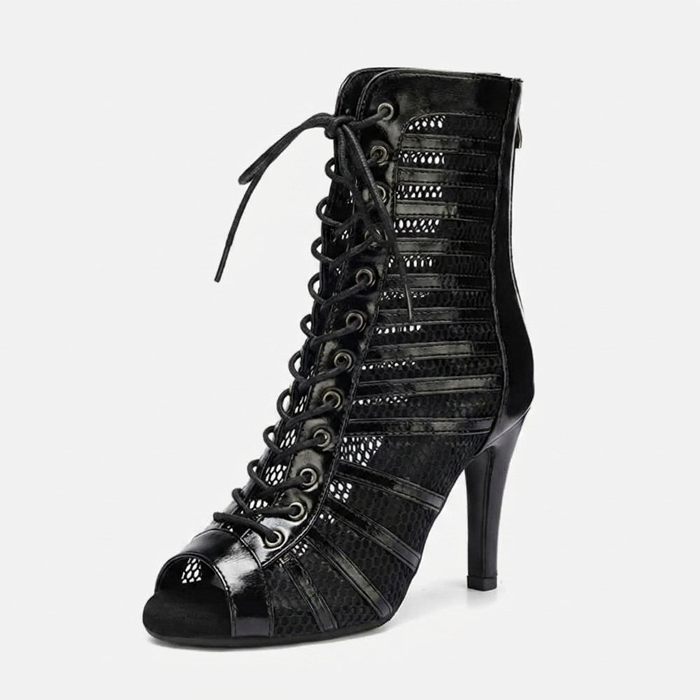 Pomona | Open Toe Lace up Mesh Ankle Boots
