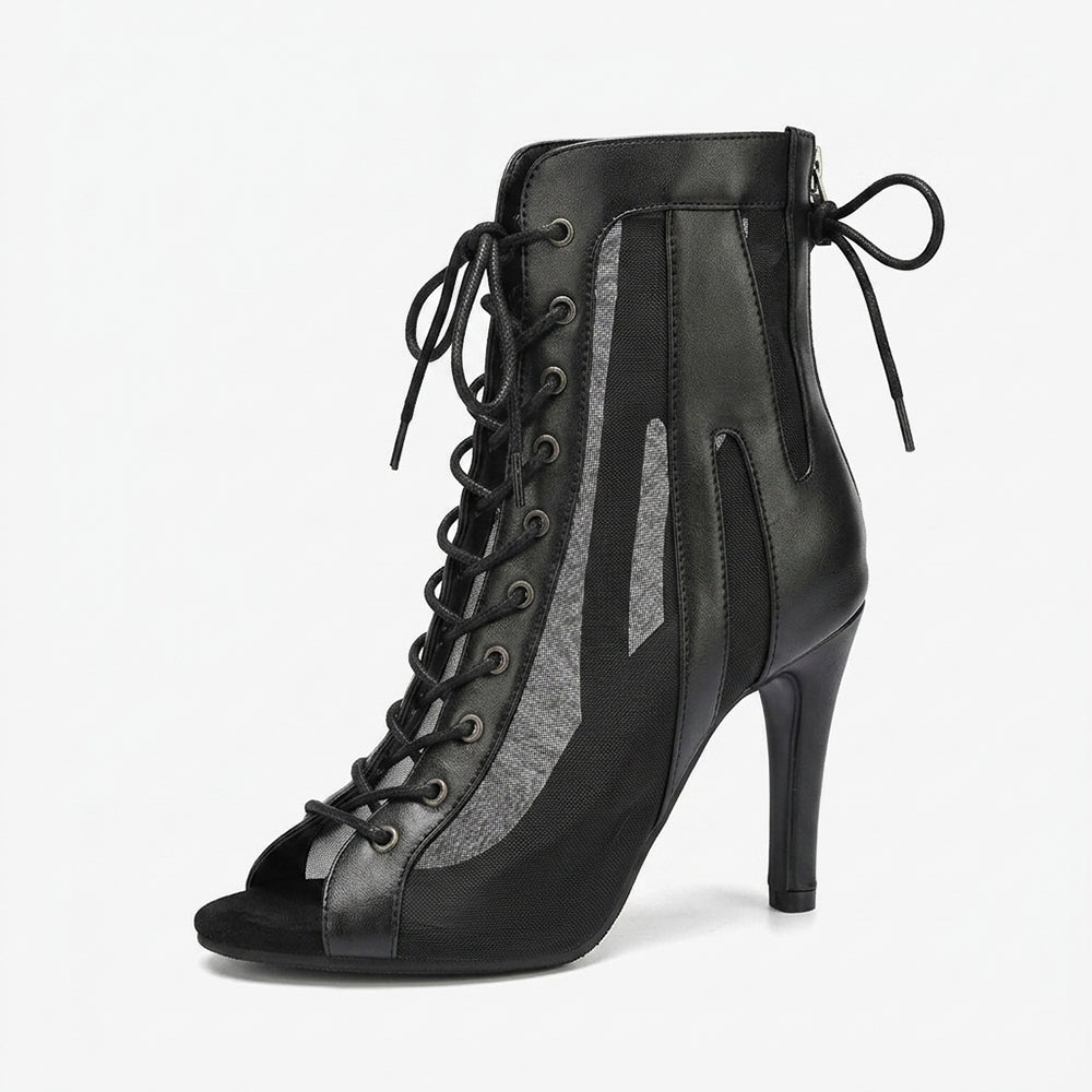 Lucina | Open Toe Lace up Mesh Ankle Boots