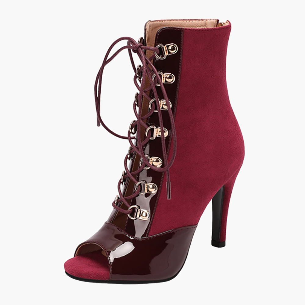 Open Toe Lace up Ankle Boots